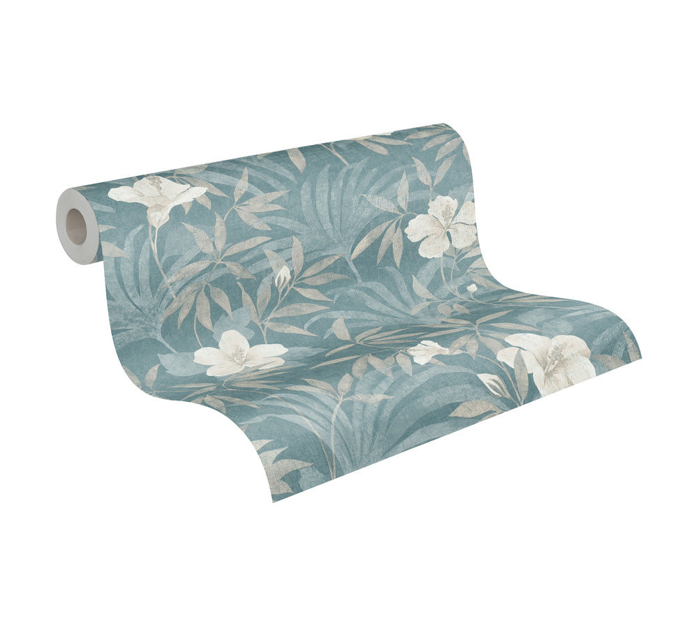 Papier peint floral Profhome 380285-GU papier peint intissé légèrement texturé avec un dessin floral mat beige bleu 5,33 m2 - 0