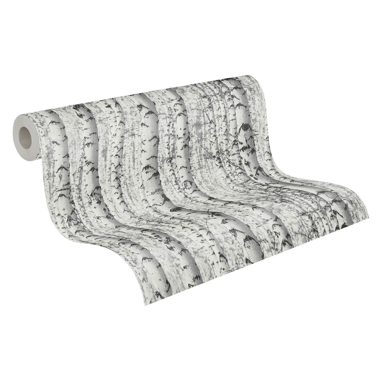 Papier peint nature Profhome 387191-GU papier peint intissé gaufré à chaud lisse avec un dessin nature mat blanc gris noir 5,33 m2 - 0