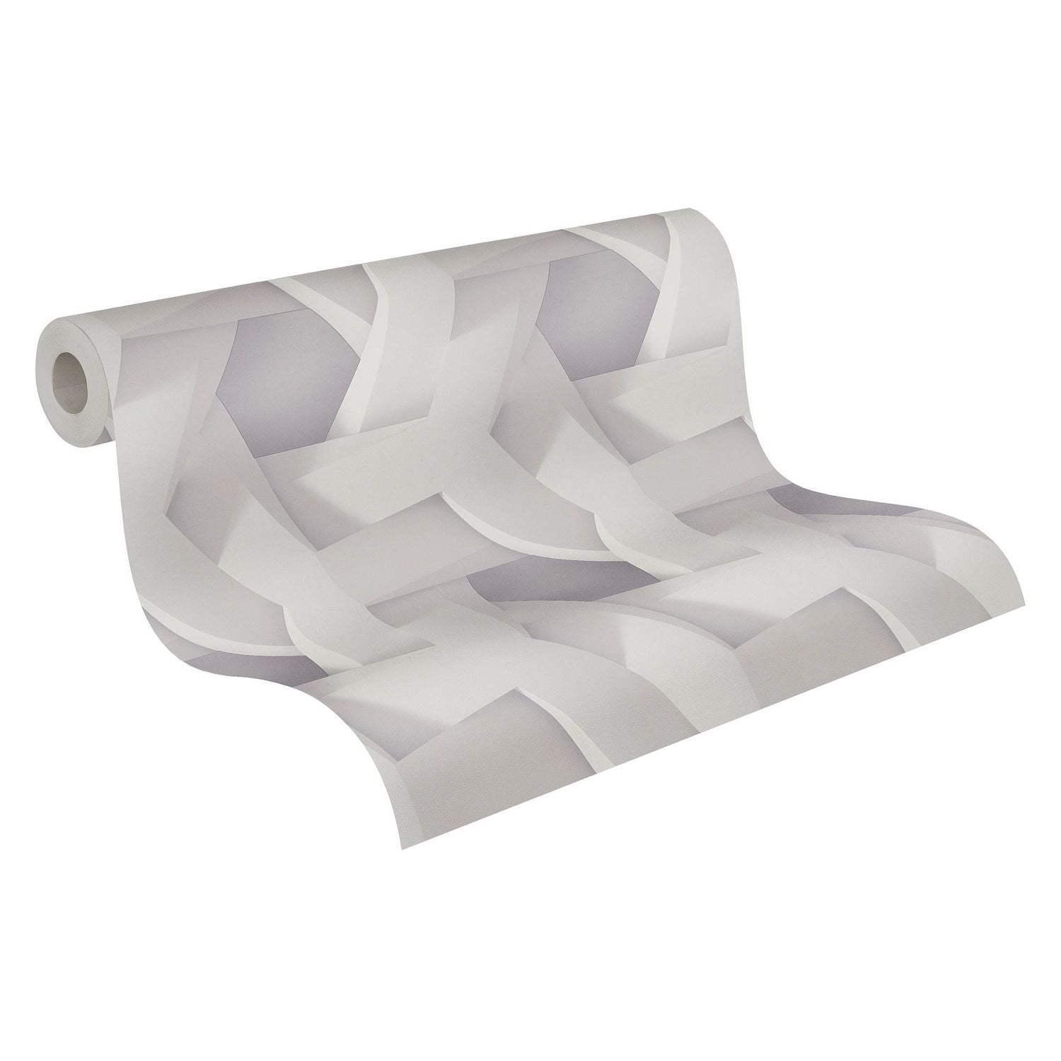 Papier peint 3D Profhome 387211-GU papier peint intissé gaufré à chaud lisse avec des figures géométriques mat gris blanc 5,33 m2 - 0