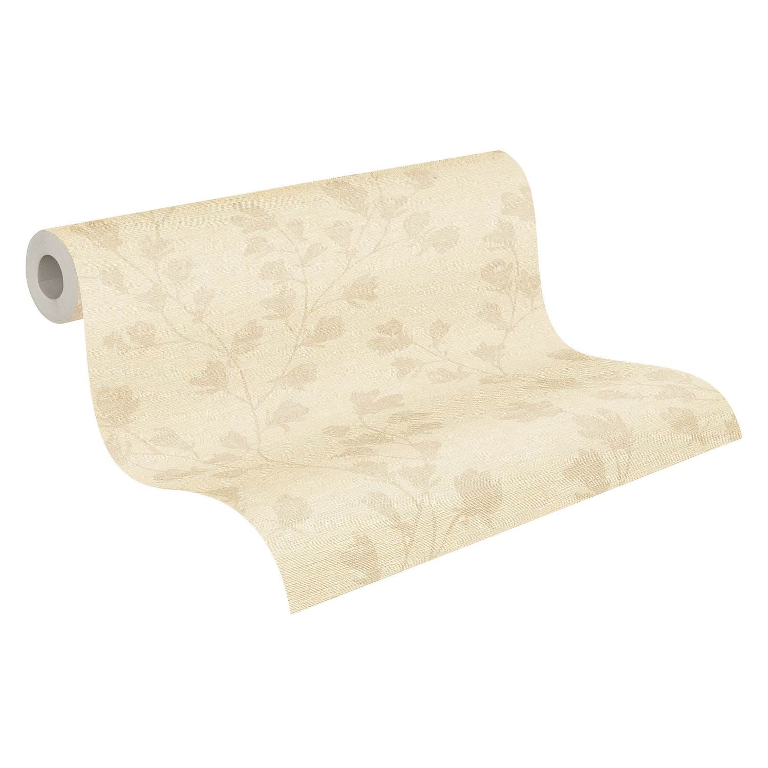 Papier peint floral Profhome 387475-GU papier peint intissé gaufré à chaud légèrement texturé avec des ornements floraux mat crème gris 5,33 m2 - 0