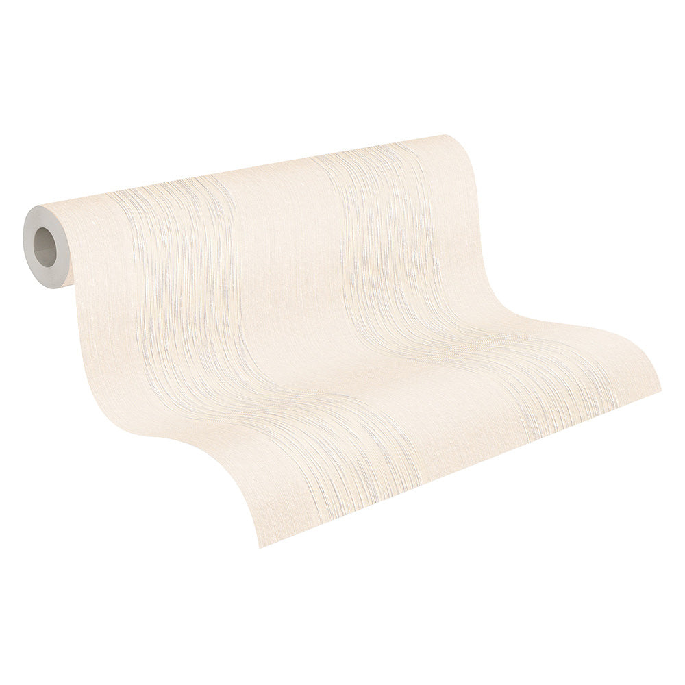 Papier peint à rayures Profhome 956602-GU papier peint textile texturé avec des rayures mat crème 5,33 m2 - 0