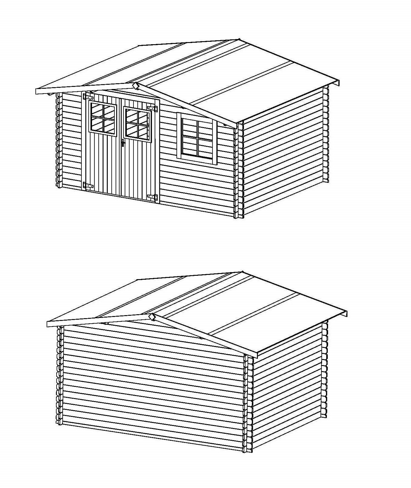 Wooden garden shed, usable surface area 9.9m², 388x298x235cm, INT021/INEKSA