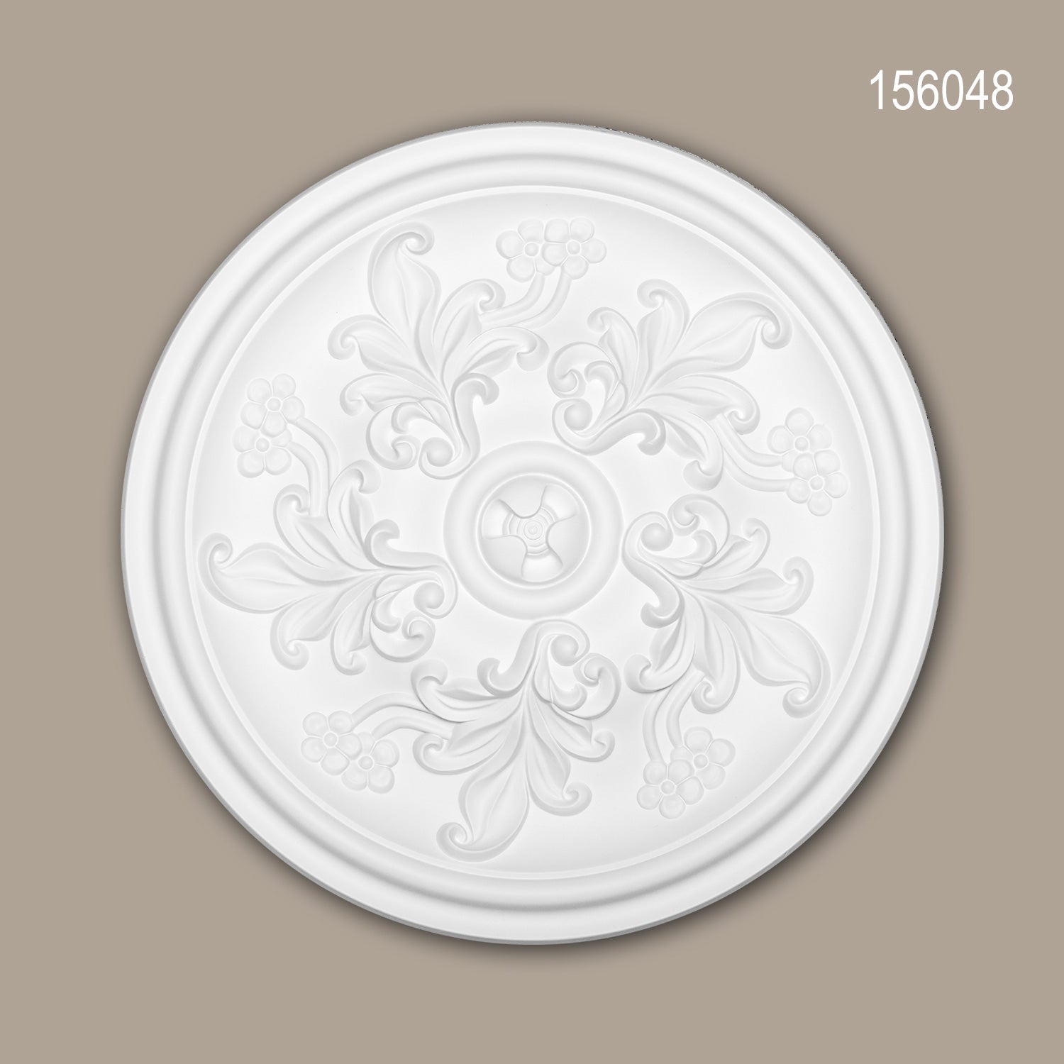 Rosace 156048 Profhome Élement décorative Élement pour plafond style Rococo-Baroque blanc Ø 36,4 cm