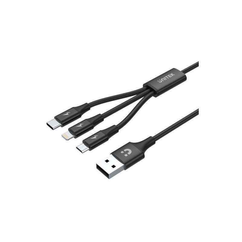 UNITEK C14049BK USB cable 1.2 m USB 2.0 USB C Micro-USB B/Lightning Black