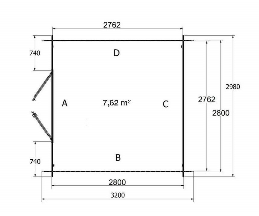 Gartenhaus aus Holz, autoklavbehandelt, Nutzfläche 7,62 m², 298 x 298 x 235 cm, INT044/INEKSA