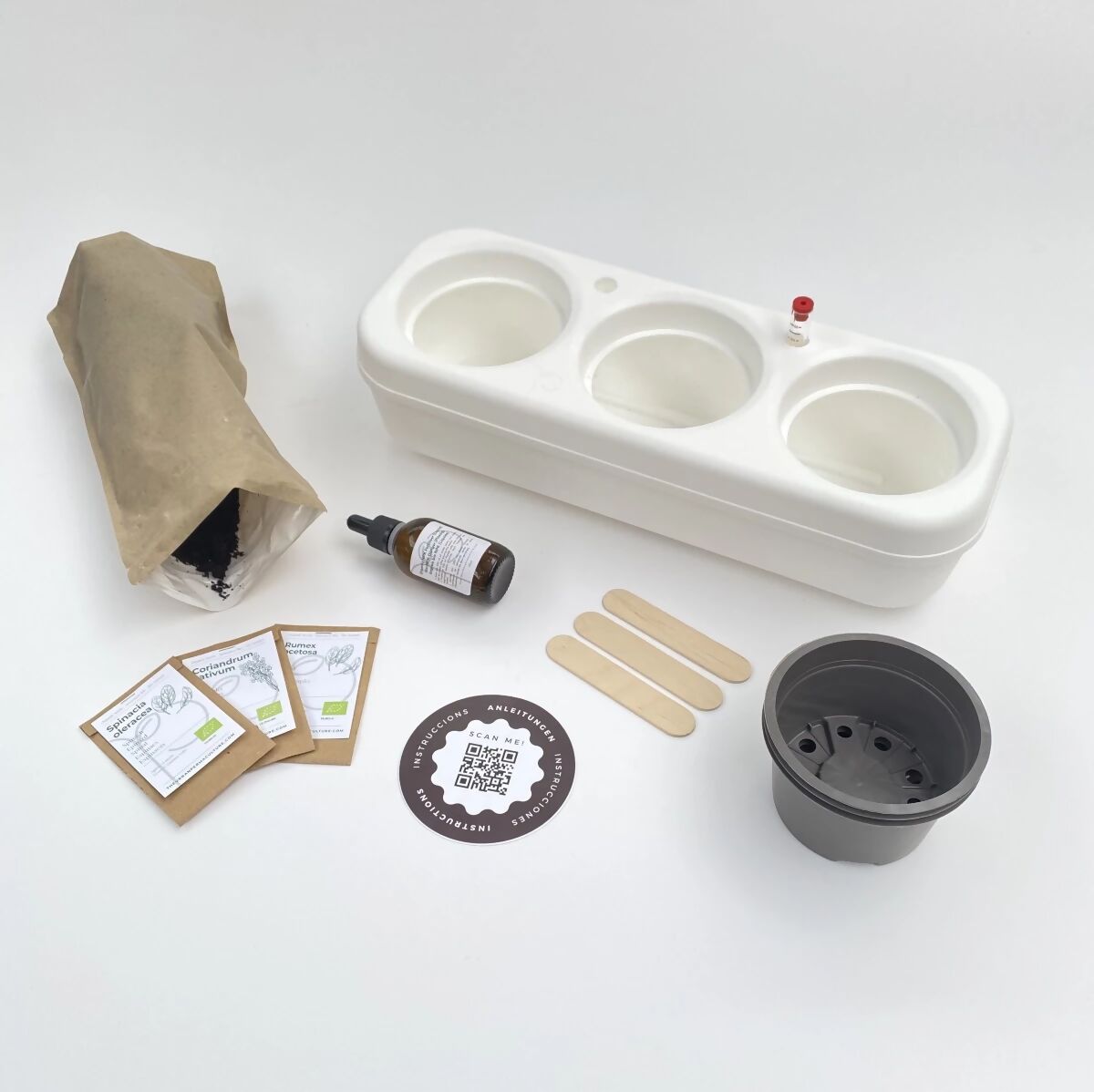 Kit potager urbain semi-hydroponique triple - Blanc