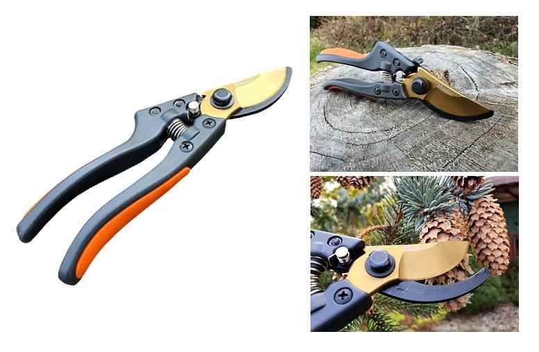 V-SERIES secateurs, passing blade, SK5 steel, gold