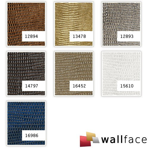 LEGUAN Design selbstklebende Wandverkleidung WallFace 12893 Magnetin Kunstleder Leguanhaut silbergrau 2,60 m2