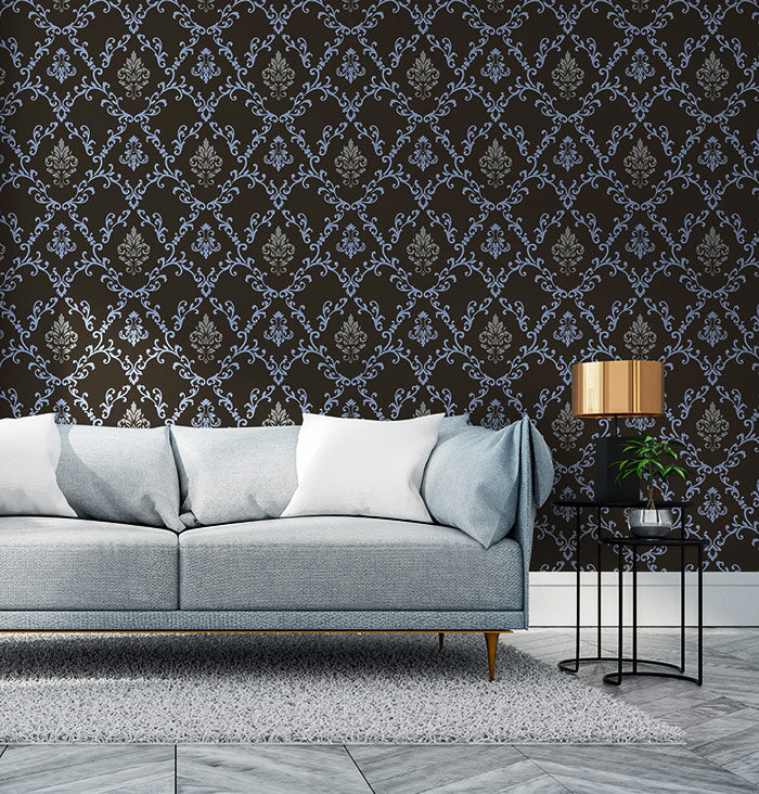 Baroque wallpaper EDEM 85026BR20 smooth vinyl wallpaper with ornaments and metallic accents white black silver 5.33 m2