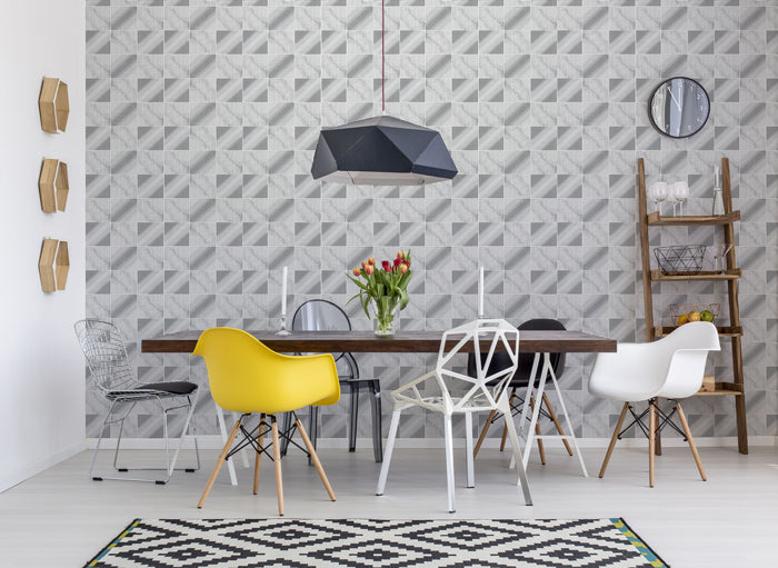 Retro wallpaper EDEM 85071BR30 lightly textured wallpaper with an abstract design and metallic accents white gray-silver silver 5.33 m2