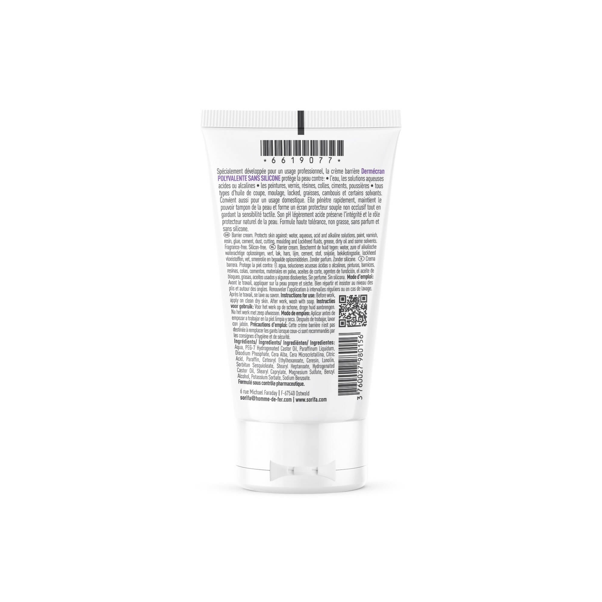 SORIFA - Complete box of 80 - Dermscreen - Barrier cream - Multipurpose protection without silicone - Paints, solvents, oils, aqueous solutions - Hands, face and body - Fragrance-free - 50 ml tube.