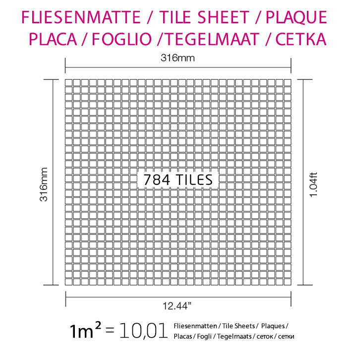 Massive Metallmosaikfliese Kupfer laminiertes Kupfer Größe 1,6 mm LEGIERUNG Glomesh-CM 1,07 m2