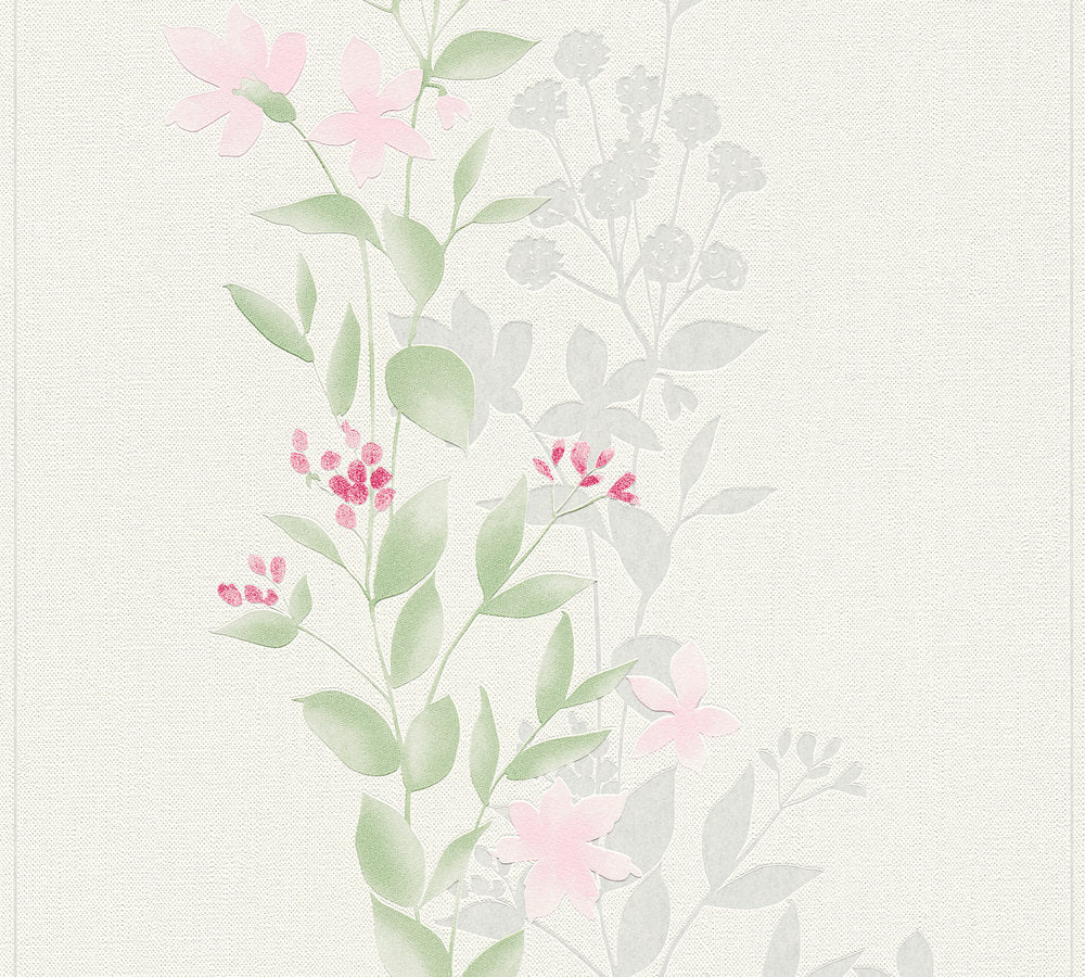 Floral wallpaper Profhome 372661-GU lightly textured non-woven wallpaper with a matte floral design green pink gray 5.33 m2