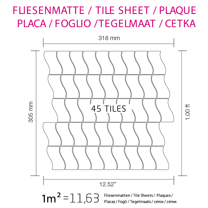 Massive Metallmosaikfliese, Edelstahl, Marinegrau, gebürstet, Größe 1,6 mm, ALLOY Flux-SS-MB, entworfen von Karim Rashid, 0,86 m2