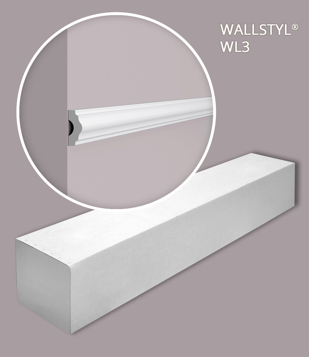 NMC WL3-Box WALLSTYL Noel Marquet 1 Box 48 Stück Zeitlose Stuhlschiene im klassischen Design weiß | 96m