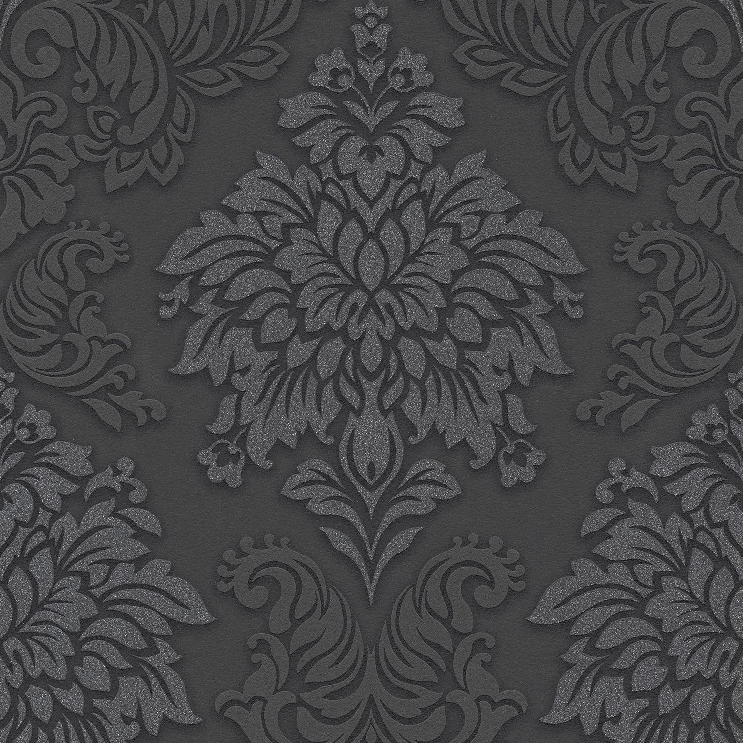 Baroque wallpaper Profhome 368984-GU lightly textured non-woven wallpaper in shimmering baroque style black silver gray 5.33 m2