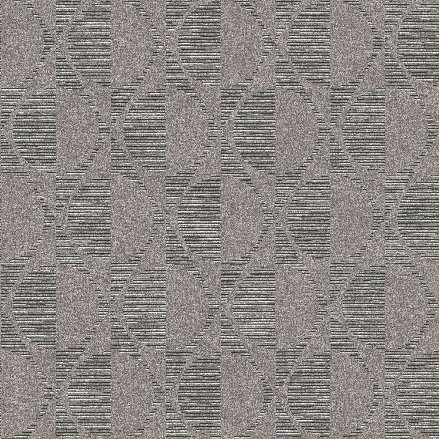 Graphic pattern wallpaper Profhome 374785-GU lightly textured non-woven wallpaper with geometric figures glossy gray beige black 5.33 m2