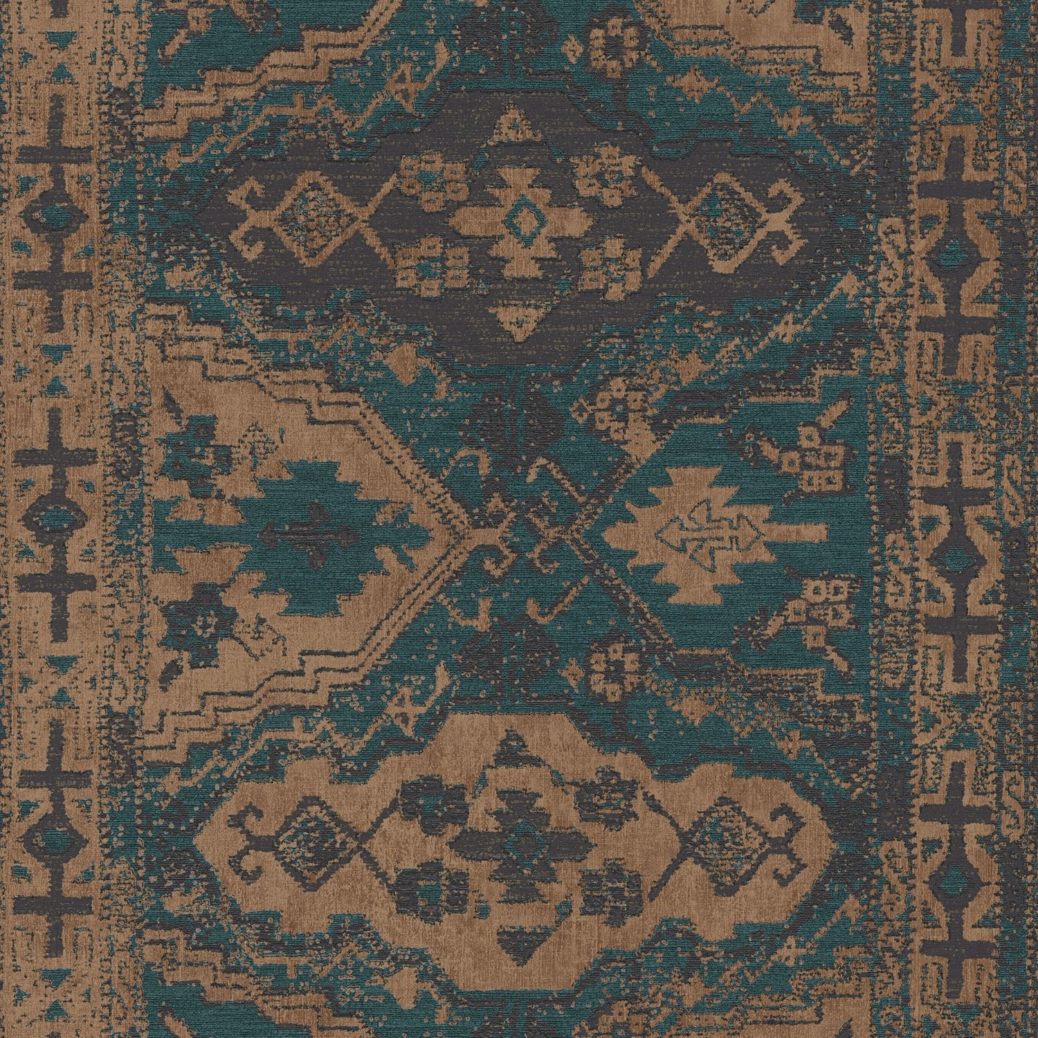 Ethnic wallpaper Profhome 378682-GU lightly textured non-woven wallpaper in matt ethnic style blue brown 5.33 m2