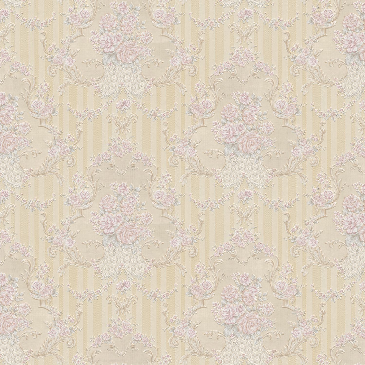 Baroque wallpaper Profhome 765789-GU lightly textured wallpaper in baroque style matt pink bronze beige 5.33 m2