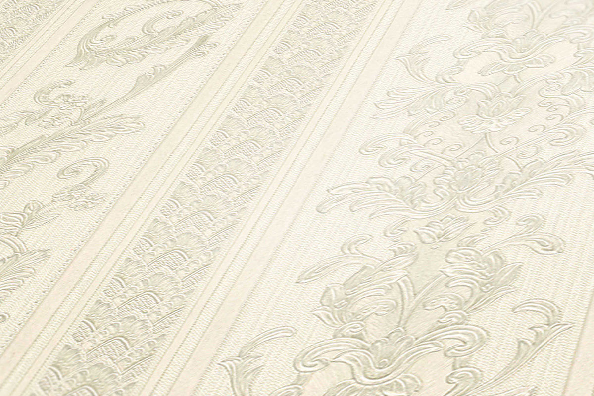 Baroque wallpaper Profhome 335471-GU lightly textured non-woven wallpaper in baroque style matt cream silver gray 5.33 m2