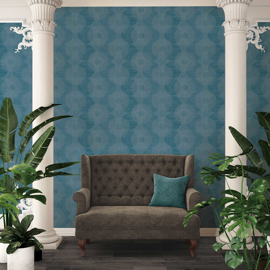 Graphic wallpaper Profhome 378325-GU lightly textured non-woven wallpaper with a blue shimmering graphic design 5.33 m2