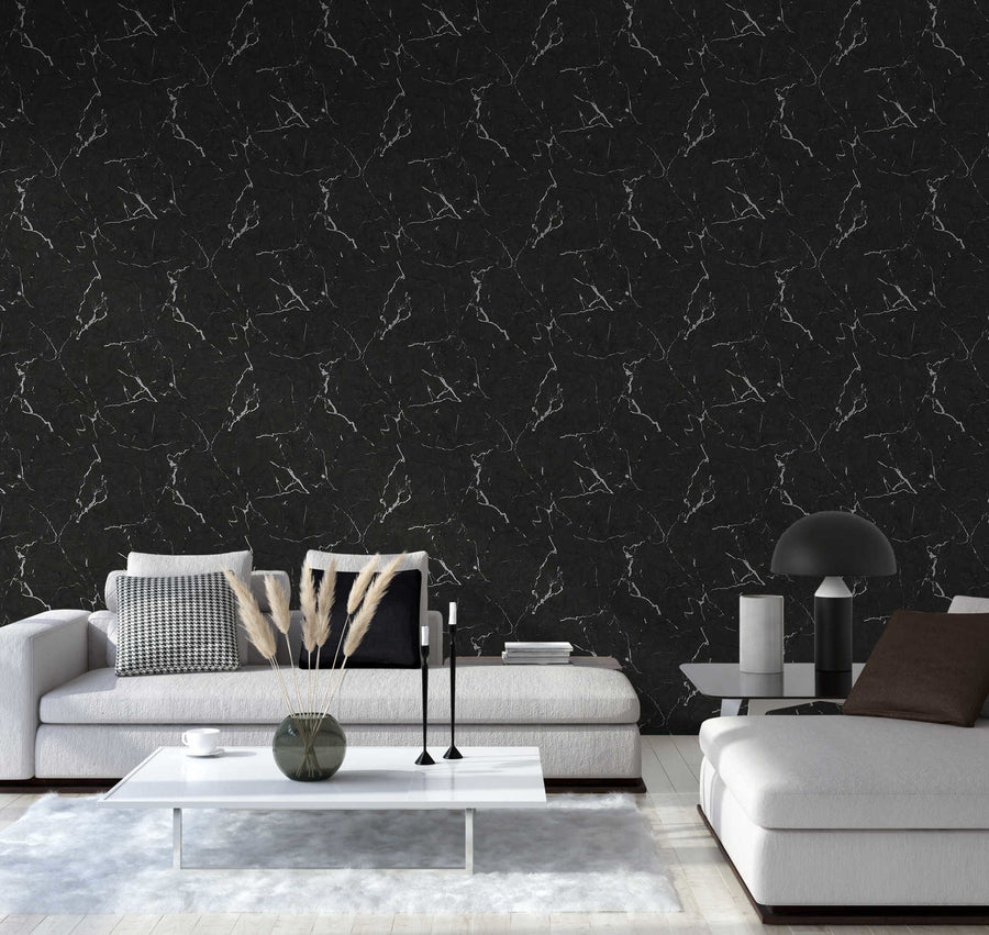 Graphic pattern wallpaper Profhome 378552-GU smooth non-woven wallpaper glossy design black white 5.33 m2