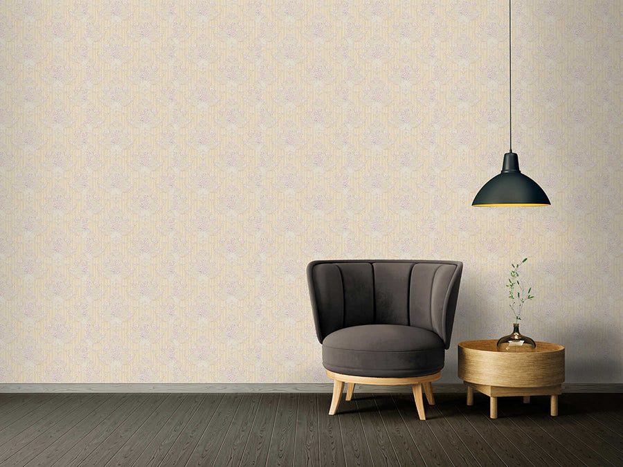 Baroque wallpaper Profhome 765789-GU lightly textured wallpaper in baroque style matt pink bronze beige 5.33 m2