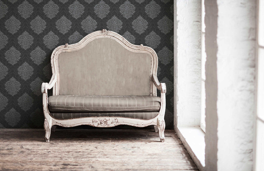 Baroque wallpaper Profhome 324804-GU smooth non-woven wallpaper in baroque style matt silver black gray 5.33 m2