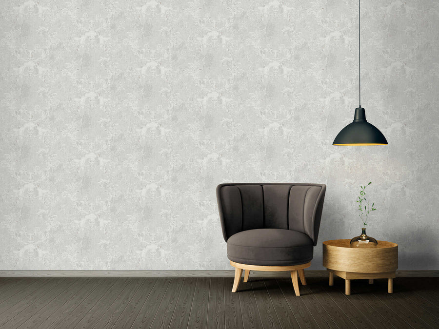 Baroque wallpaper Profhome 376531-GU slightly textured non-woven wallpaper in baroque style matt gray white 5.33 m2