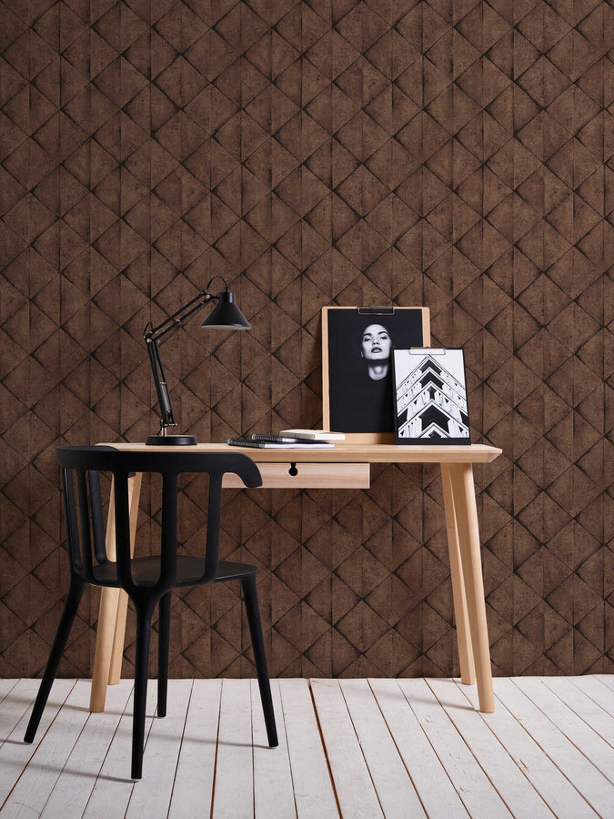 Graphic wallpaper Profhome 377424-GU smooth non-woven wallpaper with graphic design matt black-brown 5.33 m2