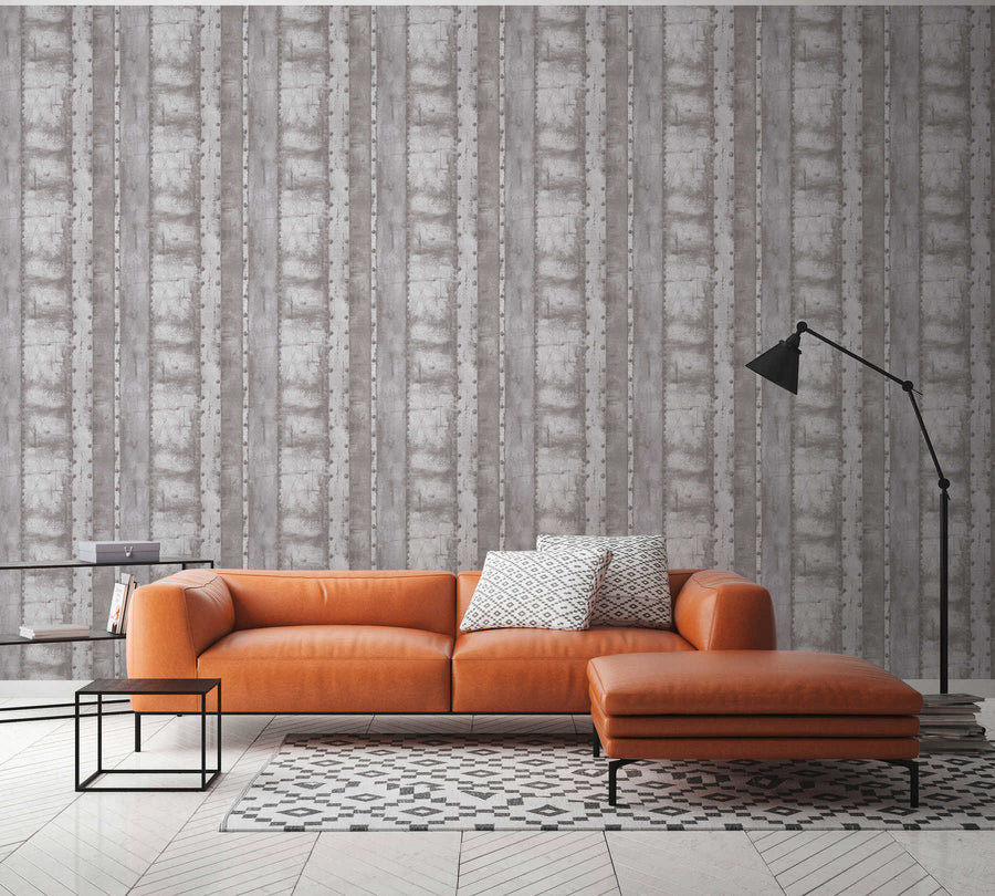 Graphic pattern wallpaper Profhome 377432-GU lightly textured non-woven wallpaper in shabby chic style matt gray white 5.33 m2