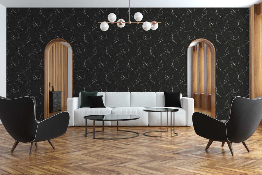 Graphic pattern wallpaper Profhome 378552-GU smooth non-woven wallpaper glossy design black white 5.33 m2