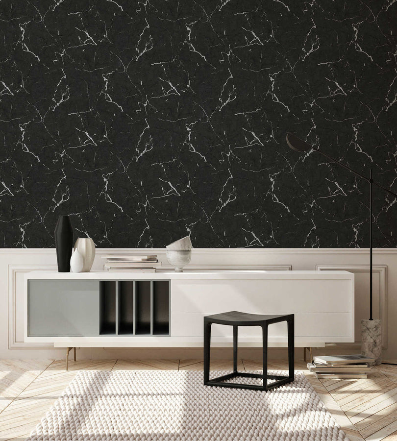 Graphic pattern wallpaper Profhome 378552-GU smooth non-woven wallpaper glossy design black white 5.33 m2