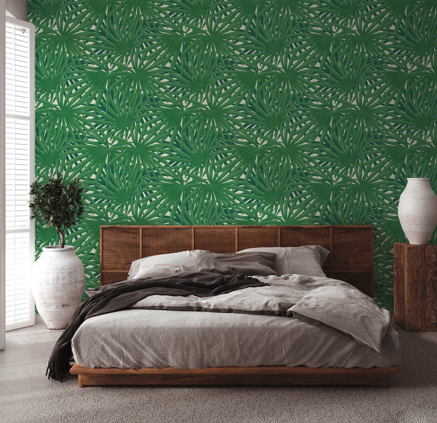 Floral wallpaper Profhome 378613-GU smooth non-woven wallpaper with a matt floral design green white 5.33 m2