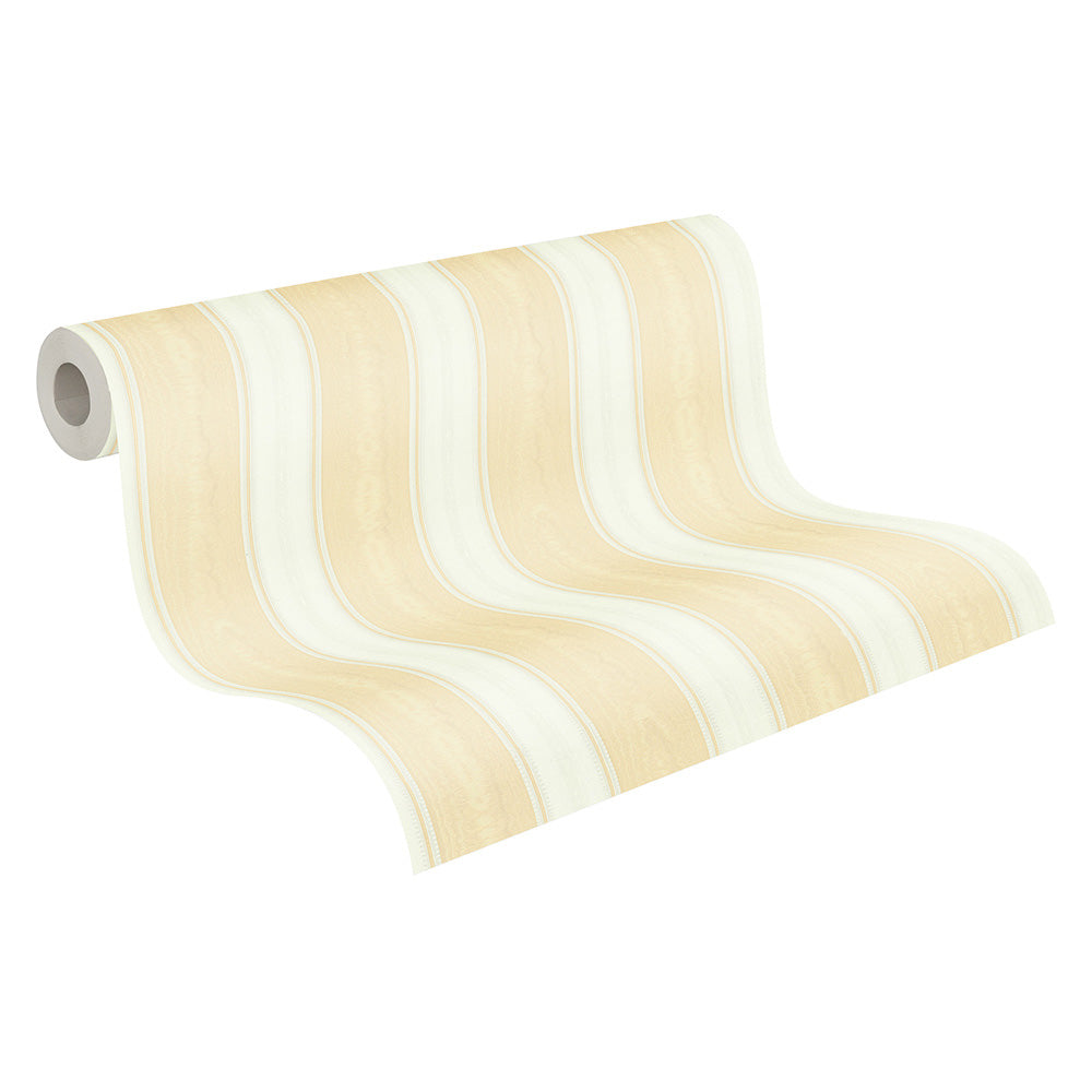 Striped wallpaper Profhome 765826-GU lightly textured vinyl wallpaper with stripes matt beige white 5.33 m2 - 0