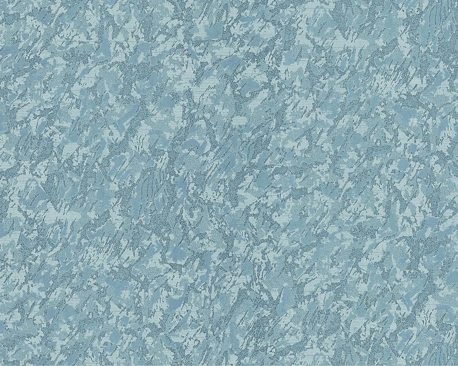 Single-color wallpaper EDEM 9076-29 Embossed non-woven wallpaper with plaster look and a turquoise blue metallic effect 10.65 m2