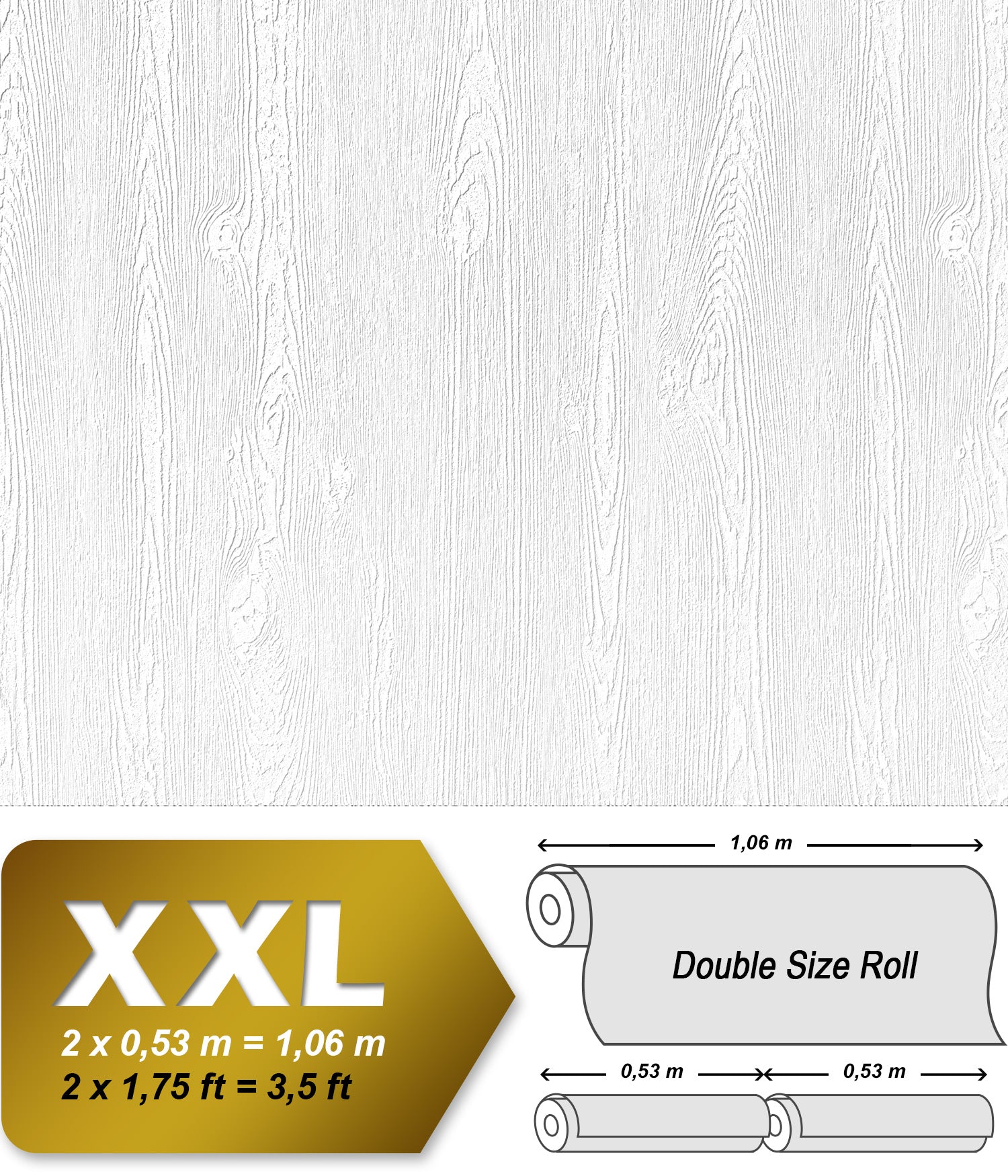 Papier peint texturé EDEM 83005BR60 papier peint intissé texturé à l'aspect de bois mat blanc 26,50 m - 0