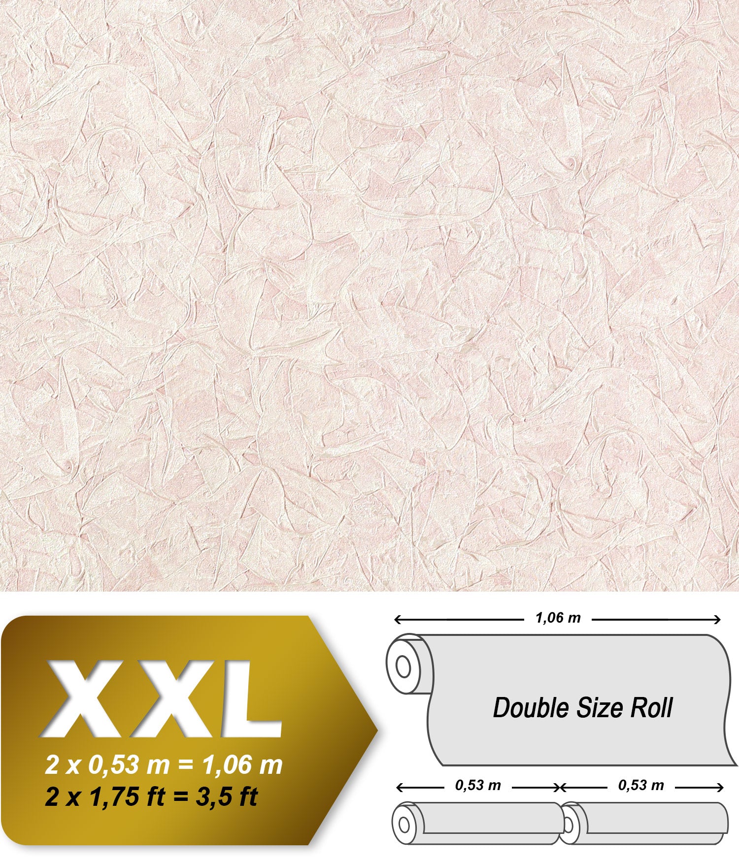 Textured wallpaper EDEM 9086-24 hot embossed wallpaper with unicolor embossed non-woven backing satin white light pink 10.65 m